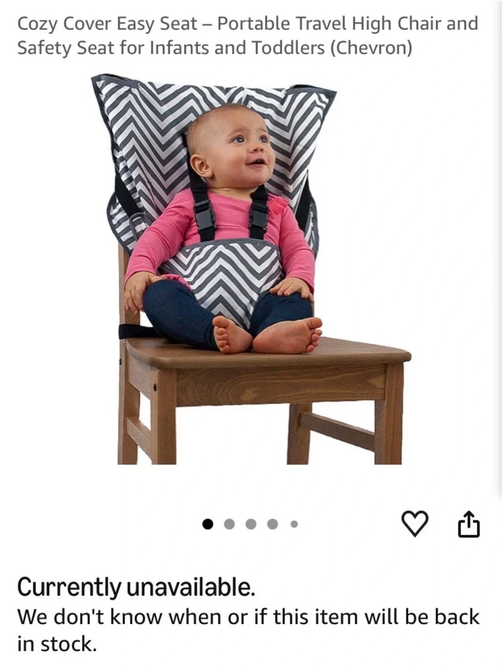 Cozy Cover Easy Seat Portable Travel High Chair for Infants & Toddlers